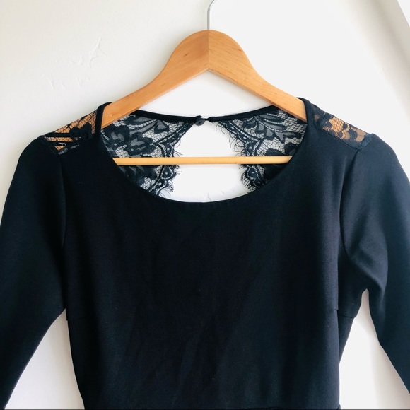 Lulus Felicity Black Backless Lace Skater Dress Sz Small - Picture 3 of 16